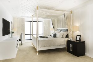3d rendering luxury vintage bedroom suite in hotel and resort